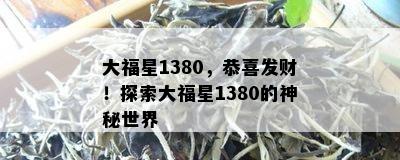 大福星1380，恭喜发财！探索大福星1380的神秘世界