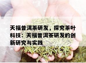 天福普洱茶研发，探究茶叶科技：天福普洱茶研发的创新研究与实践