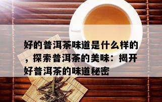 好的普洱茶味道是什么样的，探索普洱茶的美味：揭开好普洱茶的味道秘密