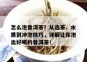 怎么泡普洱茶？从选茶、水质到冲泡技巧，详解让你泡出好喝的普洱茶！