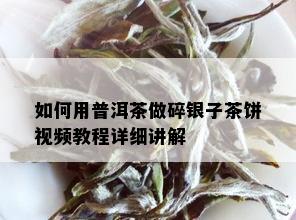 如何用普洱茶做碎银子茶饼视频教程详细讲解