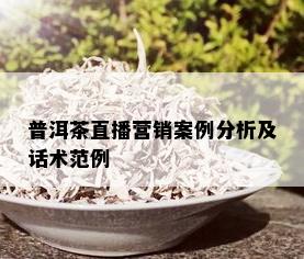 普洱茶直播营销案例分析及话术范例