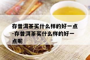 存普洱茶买什么样的好一点-存普洱茶买什么样的好一点呢