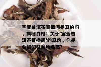 宣萱普洱茶直播间是真的吗，揭秘真相：关于'宣萱普洱茶直播间'的真伪，你是否被的答案所迷惑？