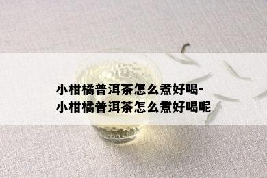 小柑橘普洱茶怎么煮好喝-小柑橘普洱茶怎么煮好喝呢