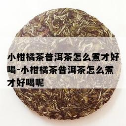 小柑橘茶普洱茶怎么煮才好喝-小柑橘茶普洱茶怎么煮才好喝呢