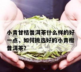 小青甘桔普洱茶什么样的好一点，如何挑选好的小青柑普洱茶？