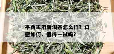 平西王府普洱茶怎么样？口感如何，值得一试吗？