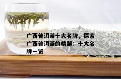 广西普洱茶十大名牌，探索广西普洱茶的精髓：十大名牌一览