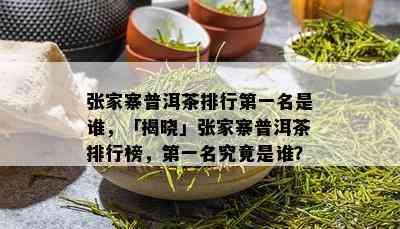 张家寨普洱茶排行之一名是谁，「揭晓」张家寨普洱茶排行榜，之一名究竟是谁？