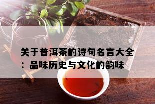 关于普洱茶的诗句名言大全：品味历史与文化的韵味