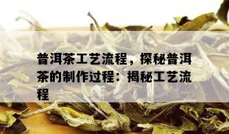 普洱茶工艺流程，探秘普洱茶的制作过程：揭秘工艺流程