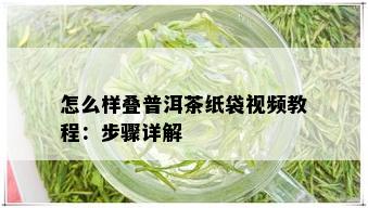 怎么样叠普洱茶纸袋视频教程：步骤详解