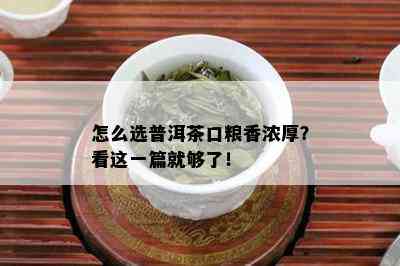 怎么选普洱茶口粮香浓厚？看这一篇就够了！