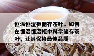 恒温恒湿柜储存茶叶，如何在恒温恒湿柜中科学储存茶叶，让其保持更佳品质