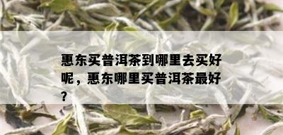 惠东买普洱茶到哪里去买好呢，惠东哪里买普洱茶更好？