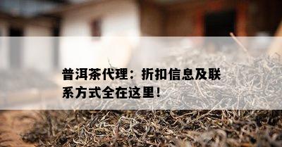 普洱茶代理：折扣信息及联系方式全在这里！