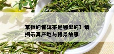 掌柜的普洱茶是哪里的？请揭示其产地与背景故事