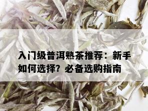 入门级普洱熟茶推荐：新手如何选择？必备选购指南