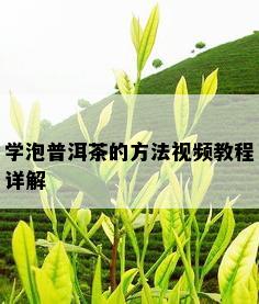 学泡普洱茶的方法视频教程详解