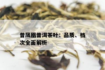 普凤凰普洱茶叶：品质、档次全面解析