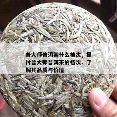 普大师普洱茶什么档次，探讨普大师普洱茶的档次，了解其品质与价值