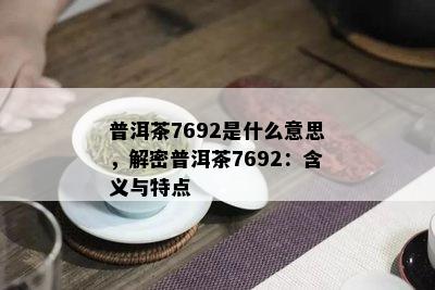 普洱茶7692是什么意思，解密普洱茶7692：含义与特点