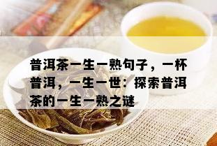 普洱茶一生一熟句子，一杯普洱，一生一世：探索普洱茶的一生一熟之谜