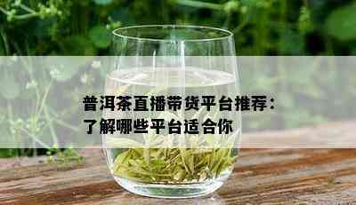 普洱茶直播带货平台推荐：了解哪些平台适合你