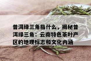 普洱绿三角指什么，揭秘普洱绿三角：云南特色茶叶产区的地理标志和文化内涵