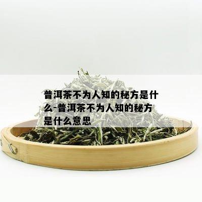 普洱茶不为人知的秘方是什么-普洱茶不为人知的秘方是什么意思