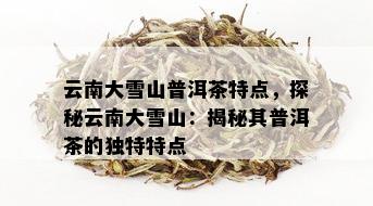 云南大雪山普洱茶特点，探秘云南大雪山：揭秘其普洱茶的独特特点