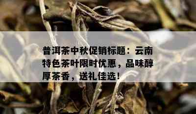 普洱茶中秋促销标题：云南特色茶叶限时优惠，品味醇厚茶香，送礼佳选！