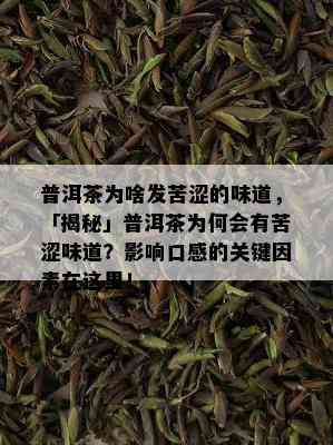 普洱茶为啥发苦涩的味道，「揭秘」普洱茶为何会有苦涩味道？影响口感的关键因素在这里！