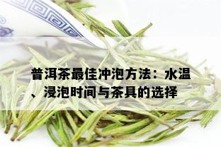 普洱茶更佳冲泡方法：水温、浸泡时间与茶具的选择