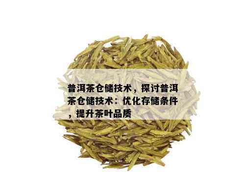 普洱茶仓储技术，探讨普洱茶仓储技术：优化存储条件，提升茶叶品质