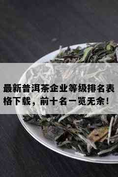 最新普洱茶企业等级排名表格下载，前十名一览无余！