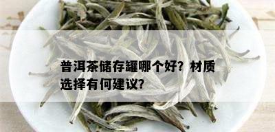 普洱茶储存罐哪个好？材质选择有何建议？