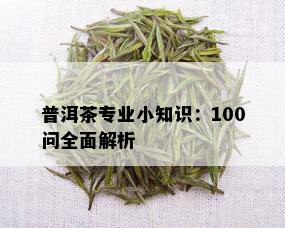 普洱茶专业小知识：100问全面解析