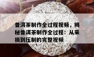 普洱茶制作全过程视频，揭秘普洱茶制作全过程：从采摘到压制的完整视频