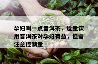 孕妇喝一点普洱茶，适量饮用普洱茶对孕妇有益，但需注意控制量