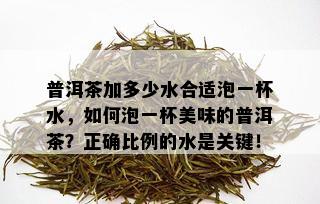 普洱茶加多少水合适泡一杯水，如何泡一杯美味的普洱茶？正确比例的水是关键！