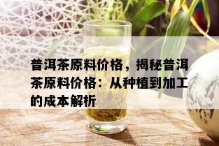 普洱茶原料价格，揭秘普洱茶原料价格：从种植到加工的成本解析