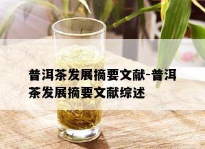 普洱茶发展摘要文献-普洱茶发展摘要文献综述