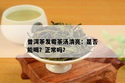 普洱茶发霉茶汤清亮：是否能喝？正常吗？