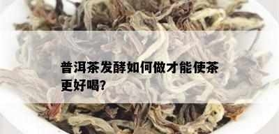 普洱茶发酵如何做才能使茶更好喝？