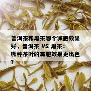 普洱茶和黑茶哪个减肥效果好，普洱茶 VS 黑茶：哪种茶叶的减肥效果更出色？