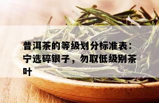 普洱茶的等级划分标准表：宁选碎银子，勿取低级别茶叶