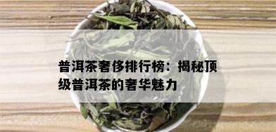 普洱茶奢侈排行榜：揭秘顶级普洱茶的奢华魅力