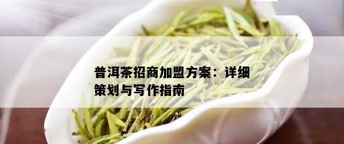 普洱茶招商加盟方案：详细策划与写作指南